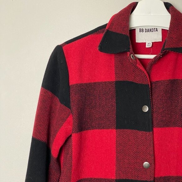 BB Dakota Olive Buffalo Plaid Wool Blend Jacket - Picture 6 of 13